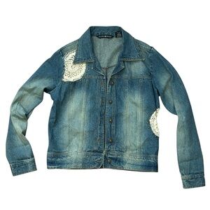 Gordon James Blue Jean Jacket With Lace Accents